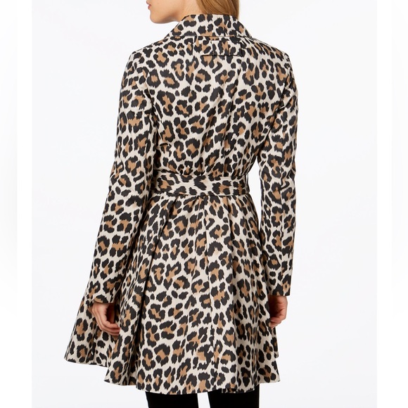 NWOT Kate Spade Leopard Print Belted Trench Coat - Picture 2 of 11